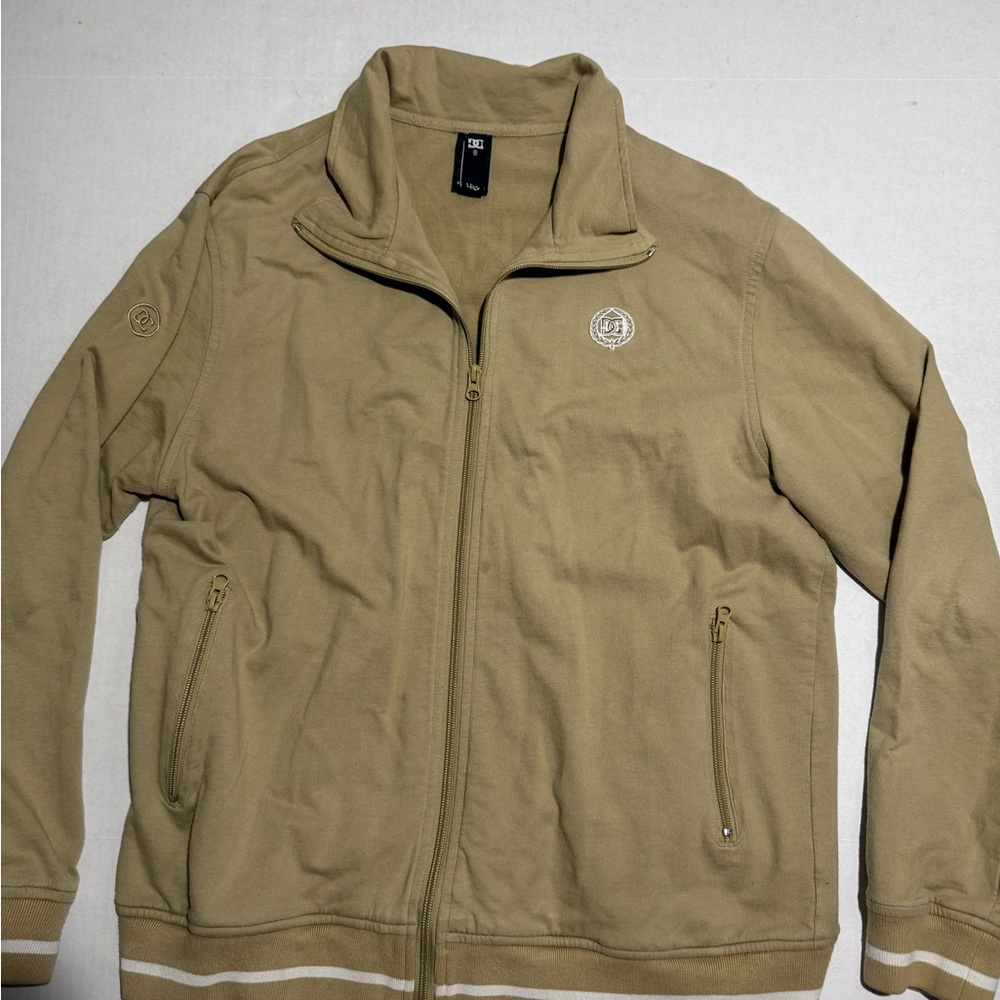 Y2K DC Skateboard Sk8 Men's Beige Full Zip Jacket, Large #880‎